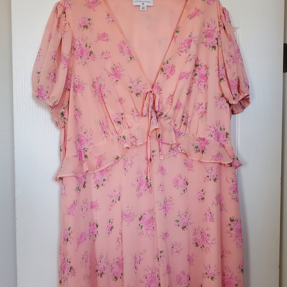 Love Shack Fancy x Target Peach Floral Midi Dress Size 22 W - Picture 3 of 7